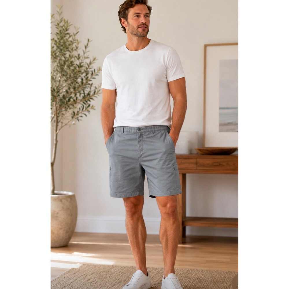 Greg Norman Tasso Elba Five Iron Mens Gray Cargo Golf Shorts Size 42‎ Flat Front